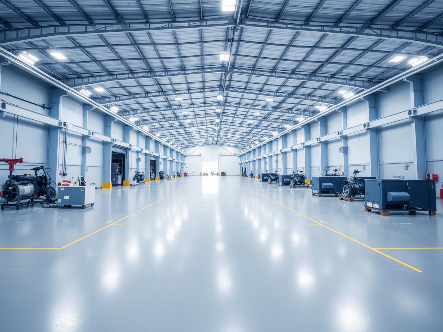 Clean light-industrial facility interior with high-bay lighting